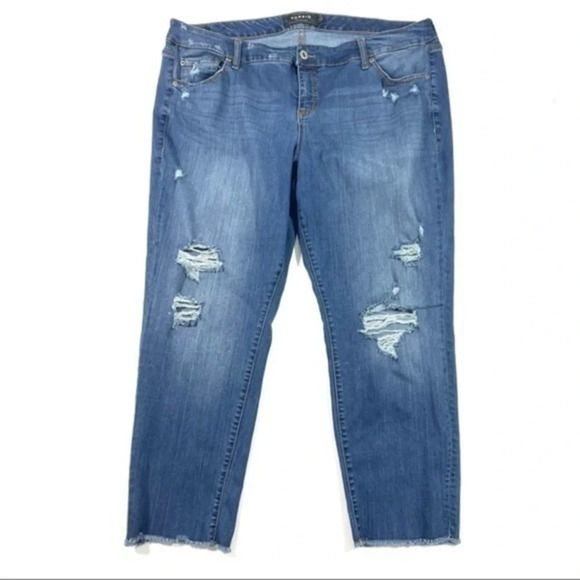 Torrid Boyfriend Jeans Raw Hem Distressed Size 20 - Picture 1 of 9